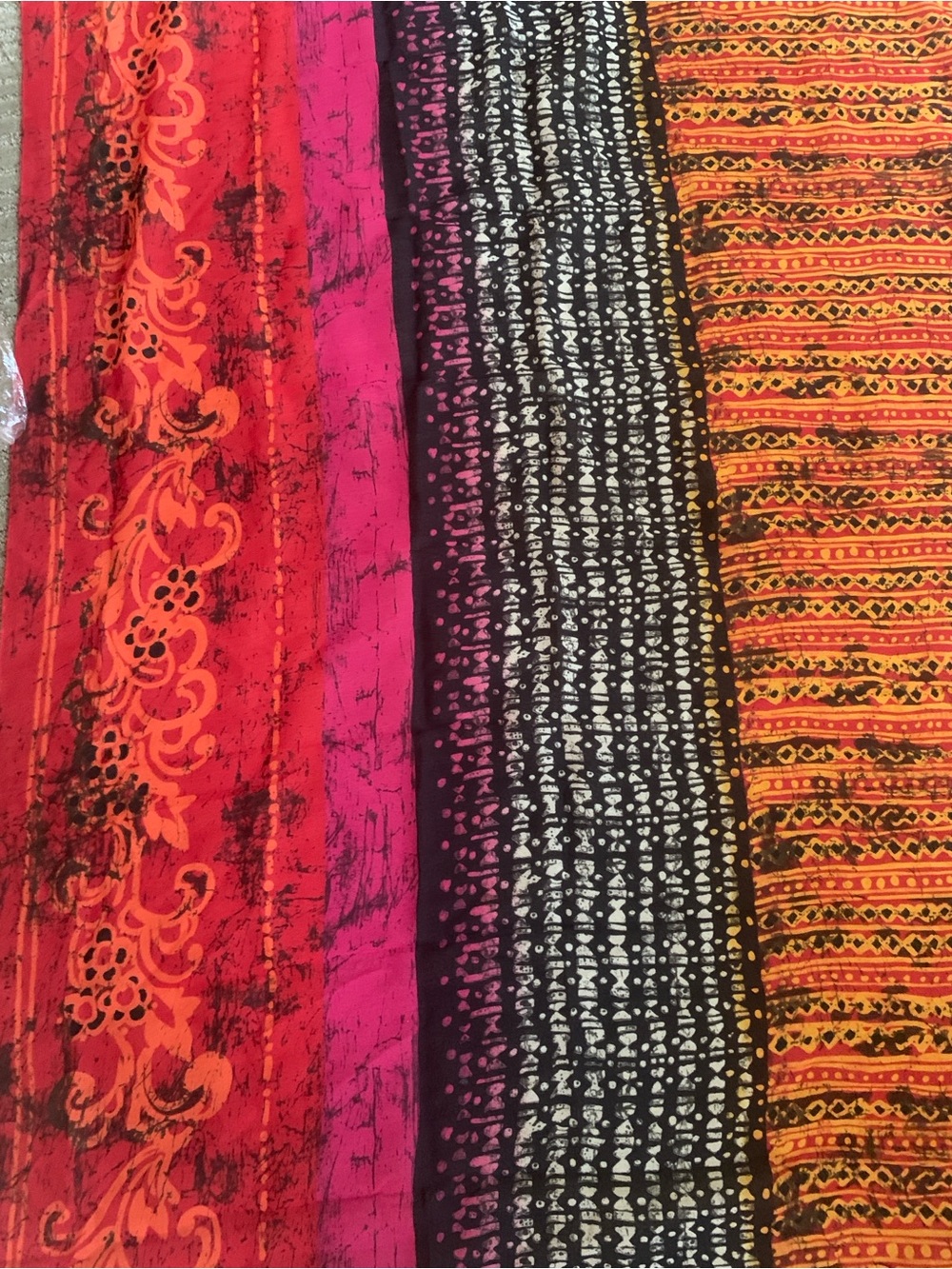 Striped Bohemian Swim Sarong in Red, Pink, Black & Orange Made in Italy